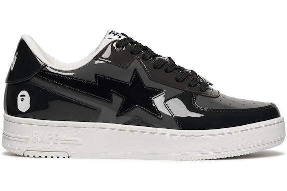 A Bathing Ape Bape Sta Icon Low Black Grey Patent - image 1
