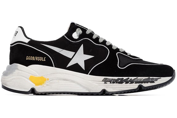 Golden Goose Running Sole Suede Hand-Painted Black Silver White - image 1